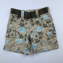 Load image into Gallery viewer, Boys Target, floral cotton cargo shorts, elasticated, EUC, size 000