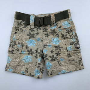 Boys Target, floral cotton cargo shorts, elasticated, EUC, size 000