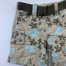 Load image into Gallery viewer, Boys Target, floral cotton cargo shorts, elasticated, EUC, size 000