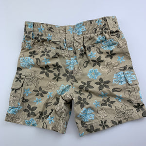 Boys Target, floral cotton cargo shorts, elasticated, EUC, size 000