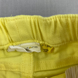 Unisex Thekidstore, yellow stretch cotton shorts, elasticated, EUC, size 0