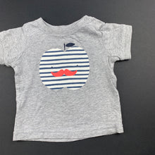 Load image into Gallery viewer, Unisex Cotton On, cute grey cotton t-shirt / top, apple, GUC, size 000