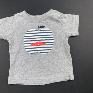 Unisex Cotton On, cute grey cotton t-shirt / top, apple, GUC, size 000