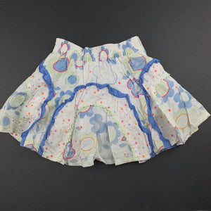 Girls Mamas & Papas, lined floral cotton skirt, elasticated, GUC, size 00