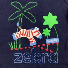 Load image into Gallery viewer, Boys Babykids, navy cotton romper, zebra, GUC, size 000