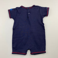 Load image into Gallery viewer, Boys Babykids, navy cotton romper, zebra, GUC, size 000