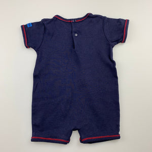 Boys Babykids, navy cotton romper, zebra, GUC, size 000