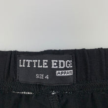 Load image into Gallery viewer, Unisex Little Edge, black &amp; white soft stretchy shorts, elasticated, GUC, size 4