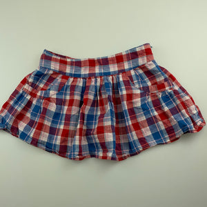 Girls Tilii, checked lightweight cotton skirt, adjustable, L: 25cm, GUC, size 8