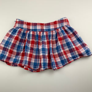 Girls Tilii, checked lightweight cotton skirt, adjustable, L: 25cm, GUC, size 8