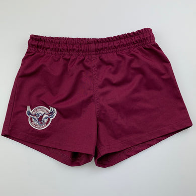 Unisex NRL Official, Manly Sea Eagles shorts, elasticated, EUC, size 7