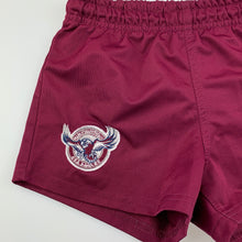 Load image into Gallery viewer, Unisex NRL Official, Manly Sea Eagles shorts, elasticated, EUC, size 7