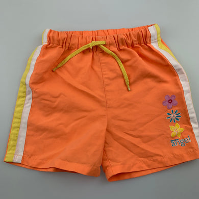 Girls Kids Stuff, orange lightweight shorts / board shorts, EUC, size 1