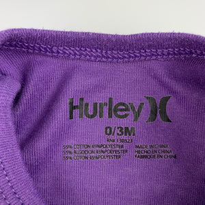 Girls Hurley, purple stretchy bodysuit / romper, GUC, size 000
