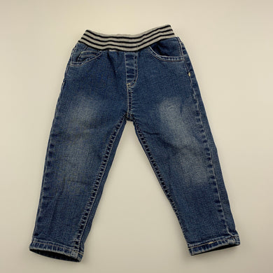 Boys EMC, blue stretch denim jeans, elasticated, Inside leg: 26cm, EUC, size 12 months