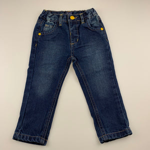 Boys Minoti, blue denim jeans, adjustable, Inside leg: 30cm, EUC, size 1