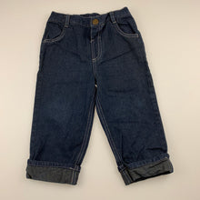 Load image into Gallery viewer, Boys Kids Stuff, dark denim pants, elasticated, Inside leg: 28cm, GUC, size 1