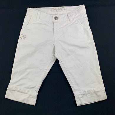 Girls Chateau De Sable, white stretch denim cropped jeans, adjustable, Inside leg: 27cm, EUC, size 6