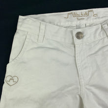 Load image into Gallery viewer, Girls Chateau De Sable, white stretch denim cropped jeans, adjustable, Inside leg: 27cm, EUC, size 6