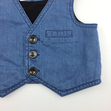 Load image into Gallery viewer, Boys Target, blue chambray cotton wedding / formal vest, GUC, size 000