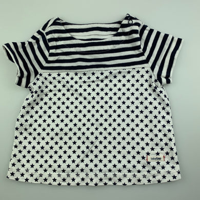 Girls Baby Gap, navy & white cotton t-shirt / top, EUC, size 000