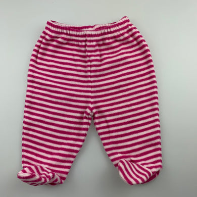 Girls H+T, pink stripe fleece footed pants / bottoms, GUC, size 000