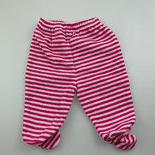 Load image into Gallery viewer, Girls H+T, pink stripe fleece footed pants / bottoms, GUC, size 000