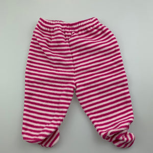 Girls H+T, pink stripe fleece footed pants / bottoms, GUC, size 000