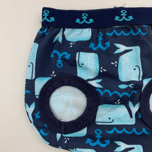 Load image into Gallery viewer, Boys Dymples, stretchy shorts / nappy cover, whales, EUC, size 000