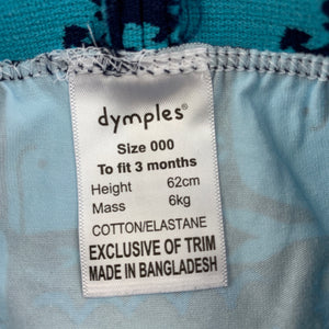 Boys Dymples, stretchy shorts / nappy cover, whales, EUC, size 000