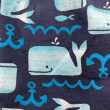 Load image into Gallery viewer, Boys Dymples, stretchy shorts / nappy cover, whales, EUC, size 000