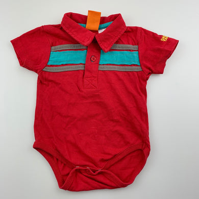 Boys Gagou Tagou, red cotton polo romper, GUC, size 000