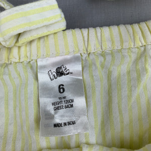 Girls H&T, lemon stripe cotton summer casual dress, GUC, size 6