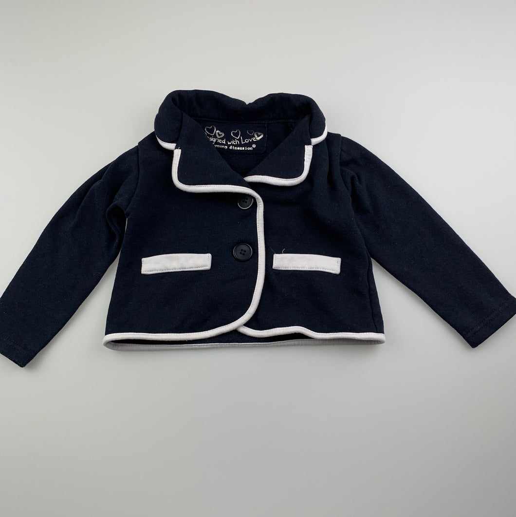 Girls Young Dimension, navy & white lightweight jacket, GUC, size 1