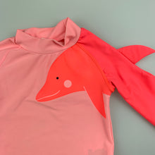Load image into Gallery viewer, Girls Seed Baby, long sleeve rashie / swim top, dolphin, FUC, size 00