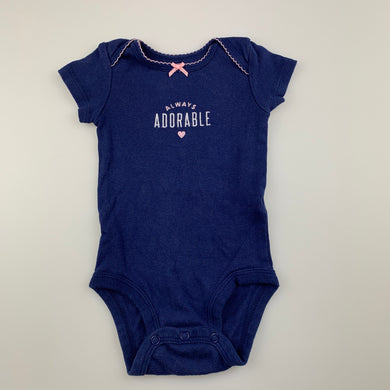Girls Carter's, navy cotton bodysuit / romper, adorable, GUC, size 3 months
