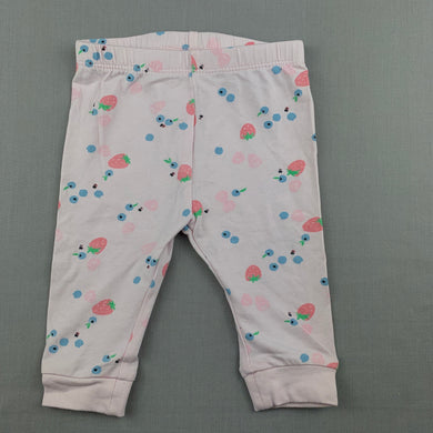 Girls Target, pink stretchy leggings / bottoms, fruit, EUC, size 000