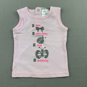 Girls Baby Baby, pink soft cotton tank top, butterfly, EUC, size 0000