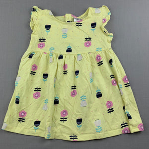 Girls Kids & Co Baby, lemon floral soft cotton casual dress, EUC, size 1