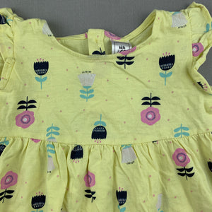 Girls Kids & Co Baby, lemon floral soft cotton casual dress, EUC, size 1