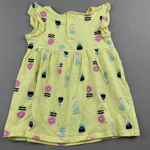 Girls Kids & Co Baby, lemon floral soft cotton casual dress, EUC, size 1