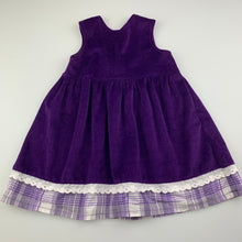 Load image into Gallery viewer, Girls purple, velour party dress, L: 45cm, GUC, size 0