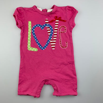 Girls Milky, pink stretchy romper, love, GUC, size 000