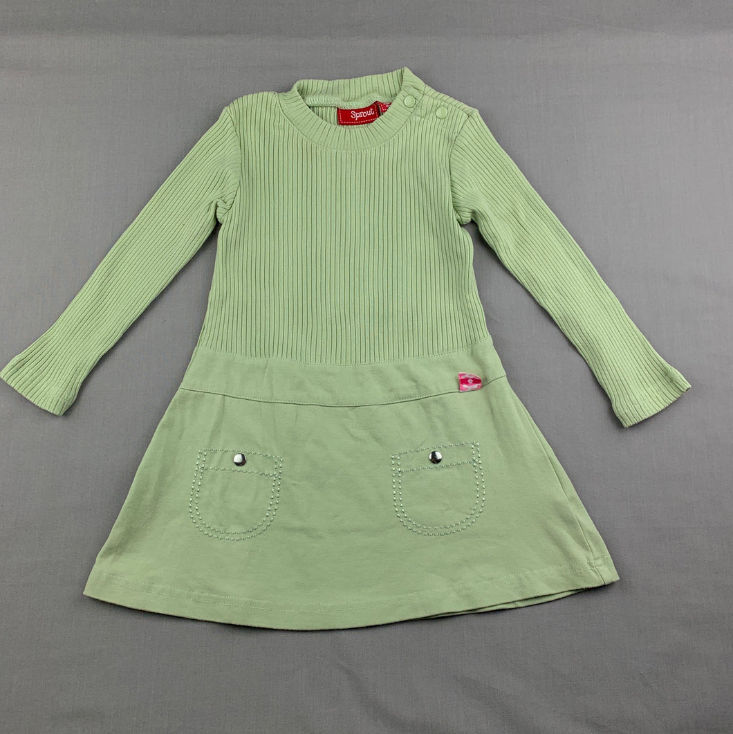 Girls Sprout, green long sleeve casual dress, GUC, size 1