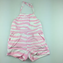 Load image into Gallery viewer, Girls Fred Bare, pink &amp; white cotton summer playsuit, GUC, size 1
