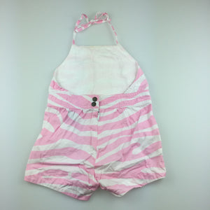 Girls Fred Bare, pink & white cotton summer playsuit, GUC, size 1