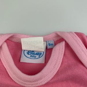 Girls Disney Baby, pink soft cotton bodysuit / romper, EUC, size 6 months