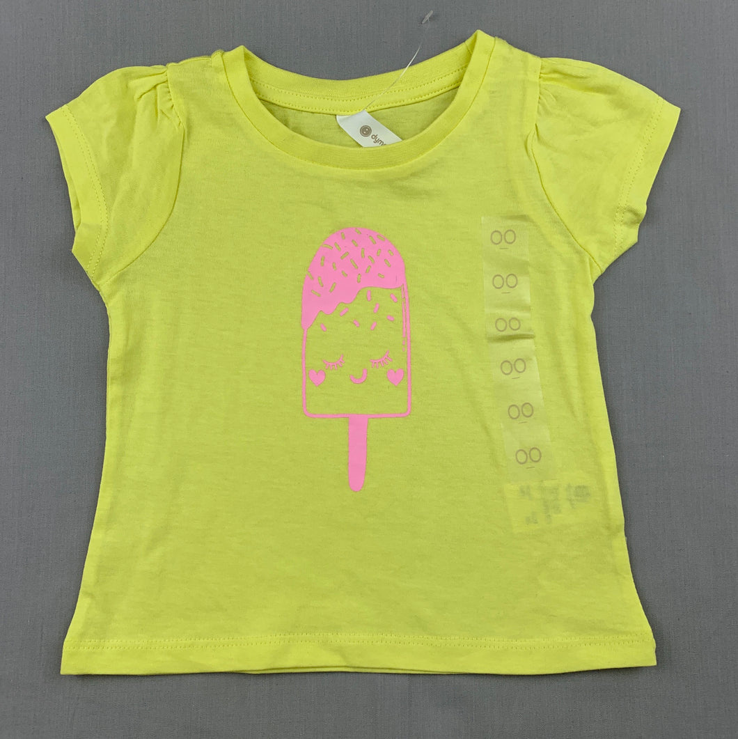 Girls Dymples, yellow cotton t-shirt / top, NEVER WORN, EUC, size 00