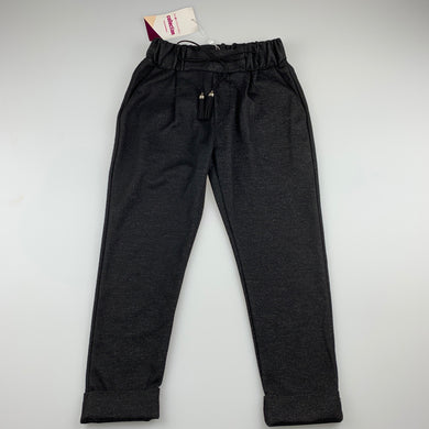 Piazza Italia, black & silver soft stretchy pants, elasticated, Inside leg:  42cm, NEW, size 5-6 – DaisyChainClothing
