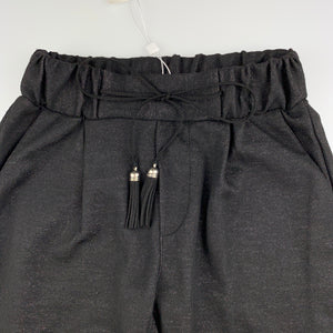 Girls Piazza Italia, black & silver soft stretchy pants, elasticated, Inside leg: 42cm, NEW, size 5-6